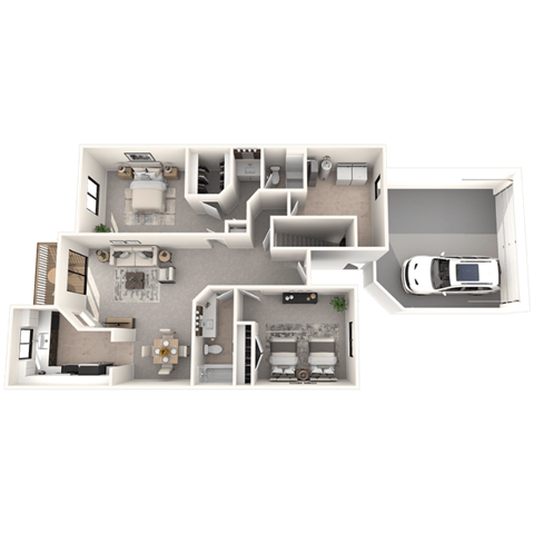 Floor plan for 2 beds, 2 baths, 1375 sqft